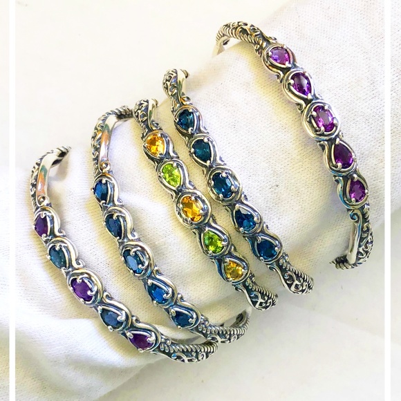 Choose ONE NWOB Sterling Cuff Gemstone Bracelet - Picture 1 of 9